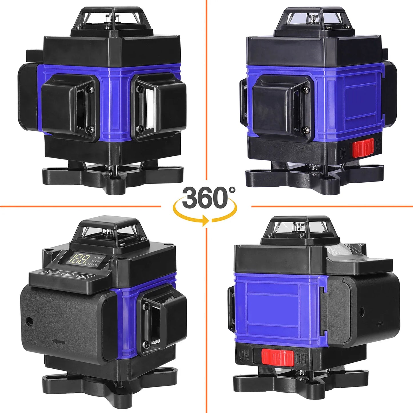 4D 16 lignes Niveau Laser Automatique, batterie au Lithium rechargeable par USB - BRICOGARAGE