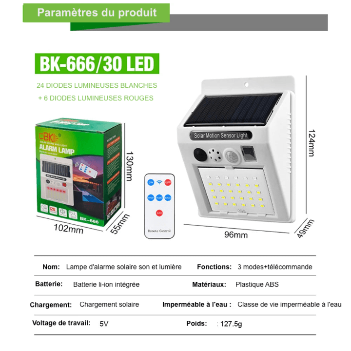 Lampe solaire LED anti - vol à l'iode, étanche - BRICOGARAGE