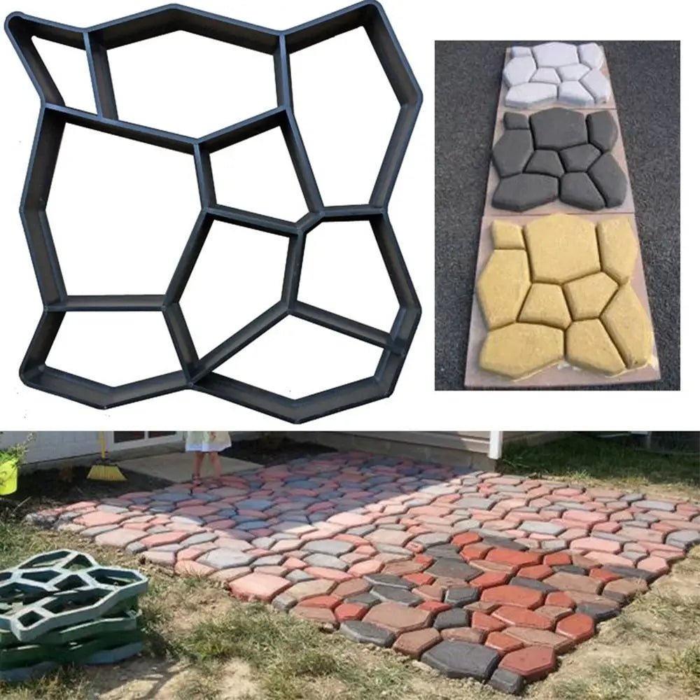 Moules en béton pour création de chemin de jardin , allées de pierre, pavage de pelouse, fabrication de briques Beton, variétées diverses - BRICOGARAGE