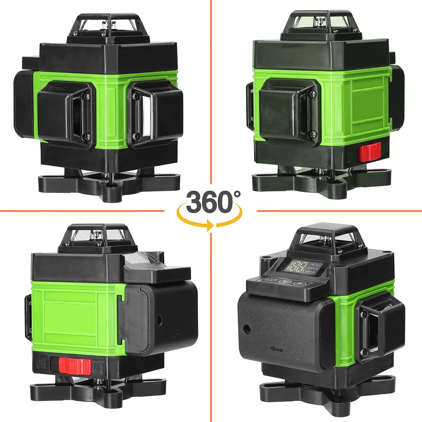 4D 16 lignes Niveau Laser Automatique, batterie au Lithium rechargeable par USB