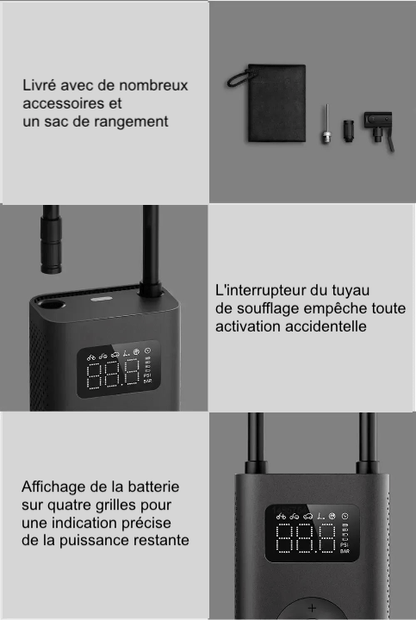 Xiaomi - Pompe à air électrique portable avec LED, gonfleur multi - outils, Xiaomi Ata Jia 2, mini compresseur d'air - BRICOGARAGE