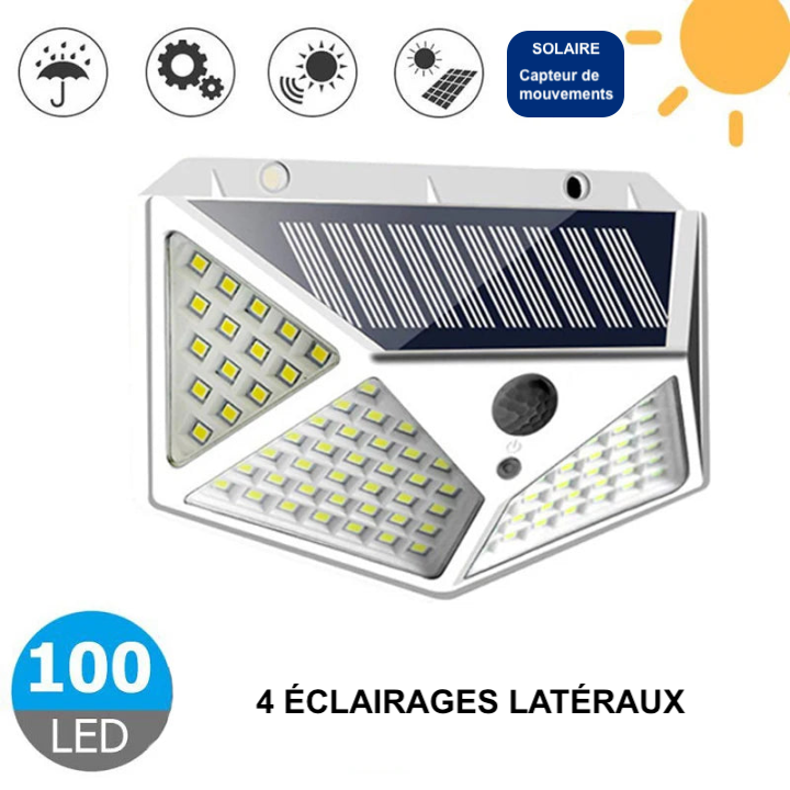 1 ~ 10 pièces 100 LED, appliques murales solaires extérieures étanches à capteur de mouvement solaire