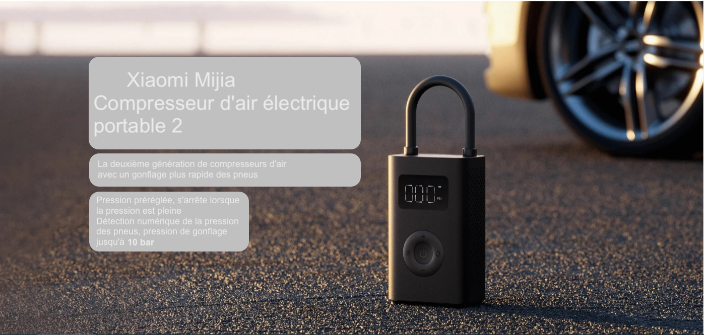 Xiaomi-Pompe à air électrique portable avec LED, gonfleur multi-outils, Xiaomi Ata Jia 2, mini compresseur d'air