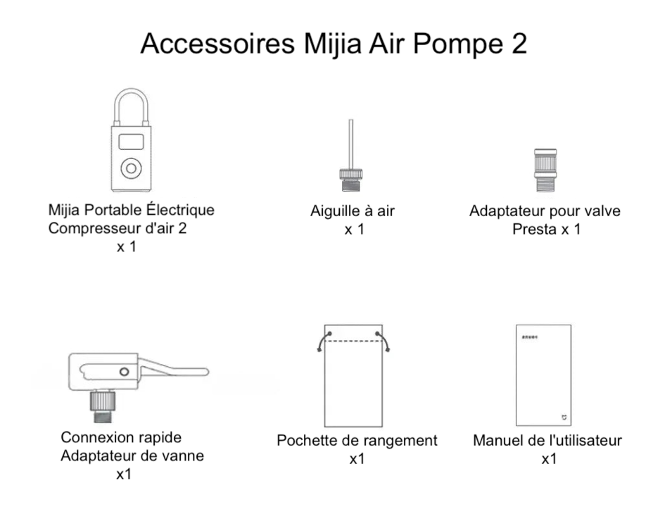 Xiaomi-Pompe à air électrique portable avec LED, gonfleur multi-outils, Xiaomi Ata Jia 2, mini compresseur d'air