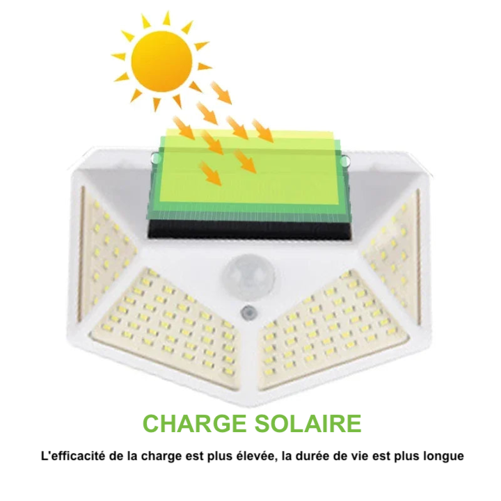 Applique murale solaire à 2/4 LED avec détecteur de mouvement, imperméable, luminaire décoratif d'extérieur, idéal pour un jardin ou devantures garage et maisons