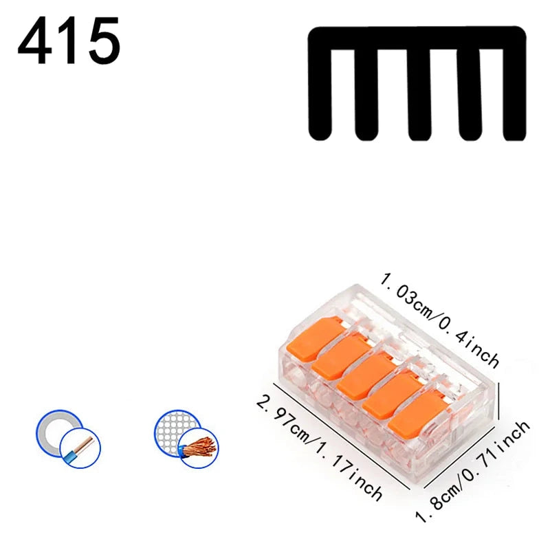 Connecteurs de fils de type universel orange, à languettes rabatables, équipement électrique, 250V, 32A, 10-75 pièces