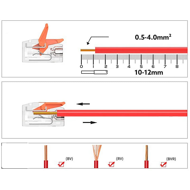 Connecteurs de fils de type universel orange, à languettes rabatables, équipement électrique, 250V, 32A, 10-75 pièces