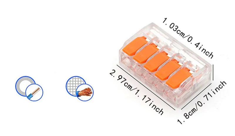 Connecteurs de fils de type universel orange, à languettes rabatables, équipement électrique, 250V, 32A, 10-75 pièces