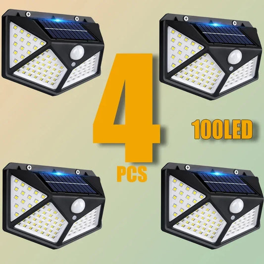 1/2/4 PIÈCES Nouvelles Lampes Solaires Applique Extérieure PIR Capteur De Mouvement 100LED