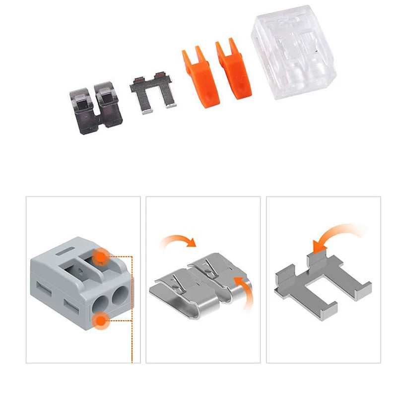 Connecteurs de fils de type universel orange, à languettes rabatables, équipement électrique, 250V, 32A, 10-75 pièces