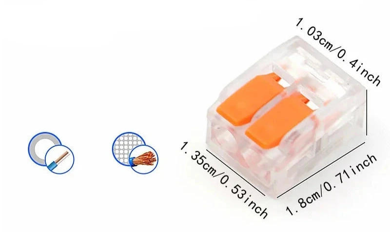 Connecteurs de fils de type universel orange, à languettes rabatables, équipement électrique, 250V, 32A, 10-75 pièces