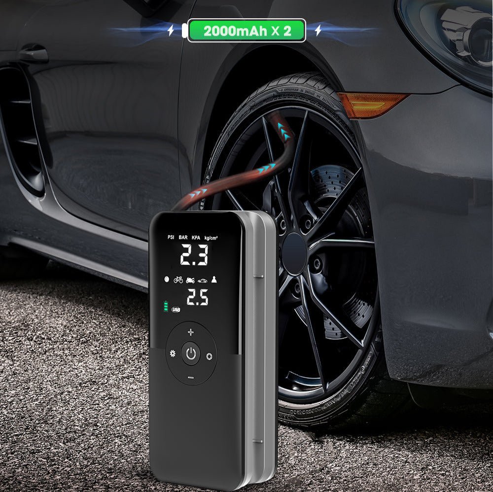Compresseur Portable Olvy 7000mAh – Pompe Électrique Vélo/Voiture/Moto/Balle/Matelas – Avec Lampe LED & Power Bank