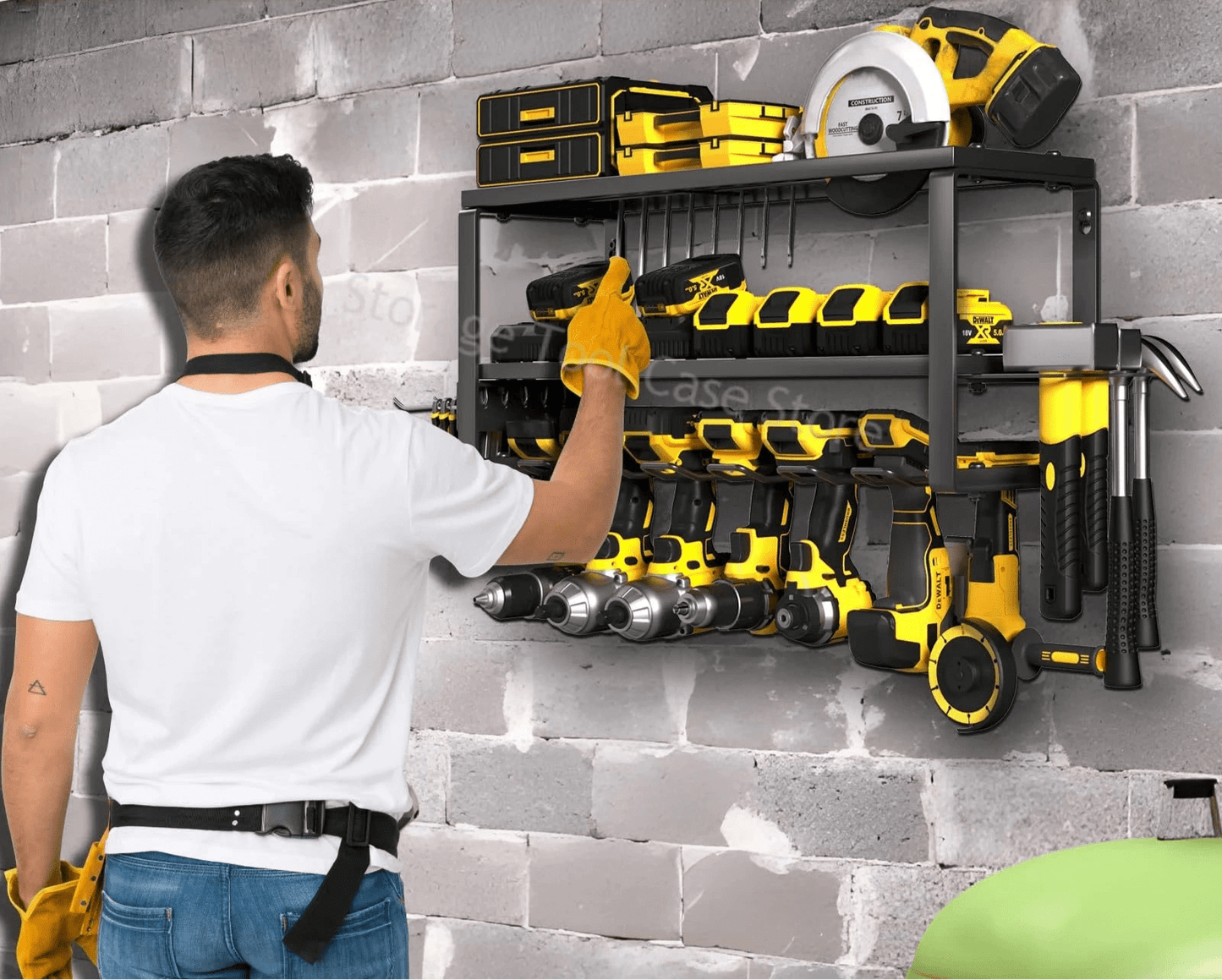 Support de rangement pour outils électriques, armoire à outils murale, porte - perceuse électrique, étagère à outils en métal lourd, support de rangement pour atelier et Garage - BRICOGARAGE