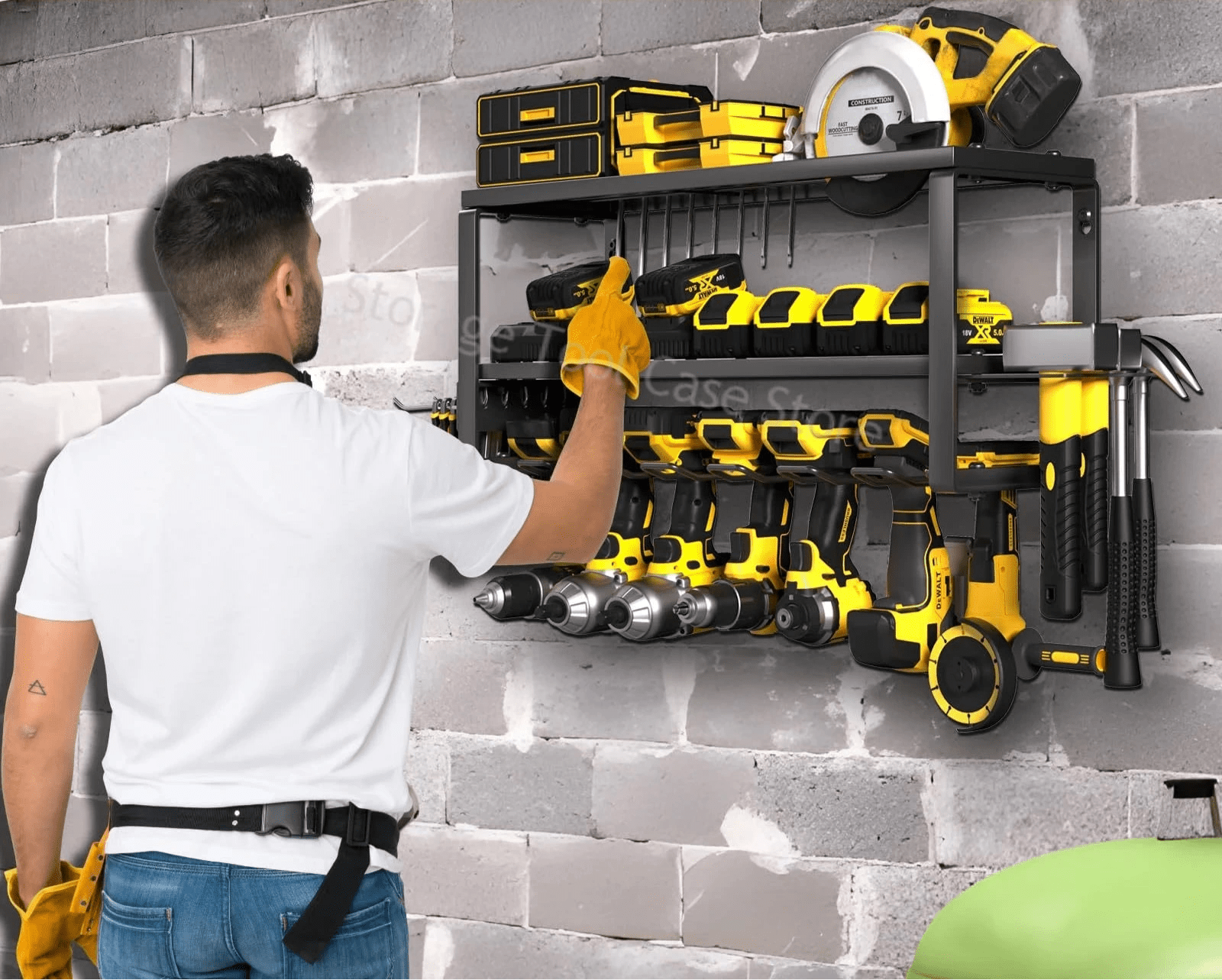 Support de rangement pour outils électriques, armoire à outils murale, porte - perceuse électrique, étagère à outils en métal lourd, support de rangement pour atelier et Garage - BRICOGARAGE