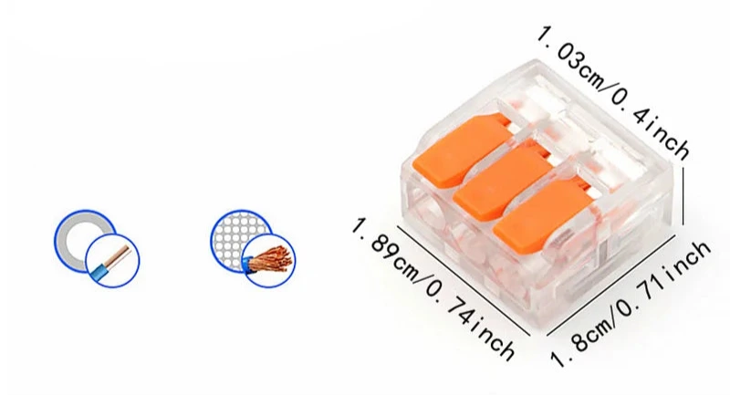 Connecteurs de fils de type universel orange, à languettes rabatables, équipement électrique, 250V, 32A, 10-75 pièces